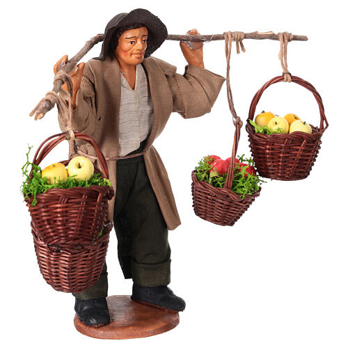 Man with 4 baskets of apples for 13 cm Neapolitan Nativity Scene 3