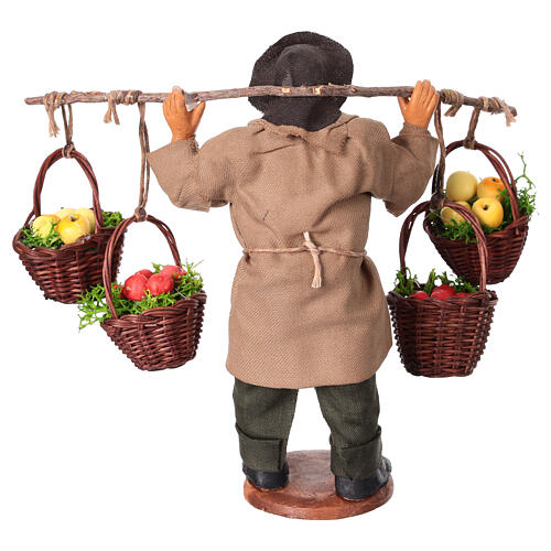 Man with 4 baskets of apples for 13 cm Neapolitan Nativity Scene 4