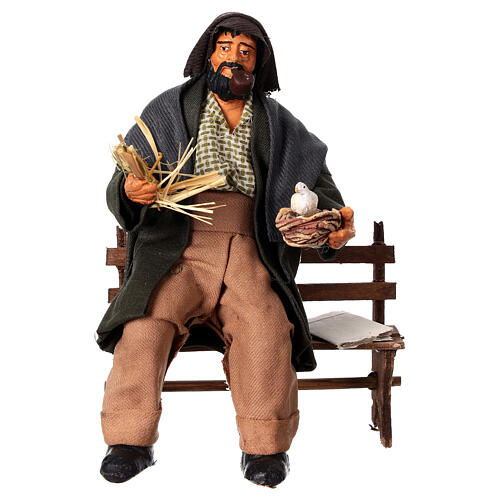 Man with pipe on a bench for 13 cm Neapolitan Nativity Scene 1