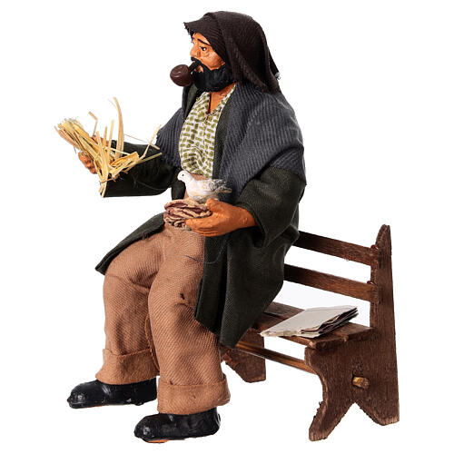 Homme avec pipe assis sur banc 13 cm crèche napolitaine 2