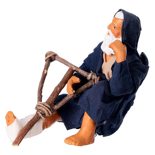 Mendigo no chão 13 cm presépio napolitano 3