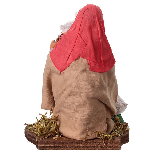 Mujer sentada con cesta gansos Belén Napolitano 14 cm 4