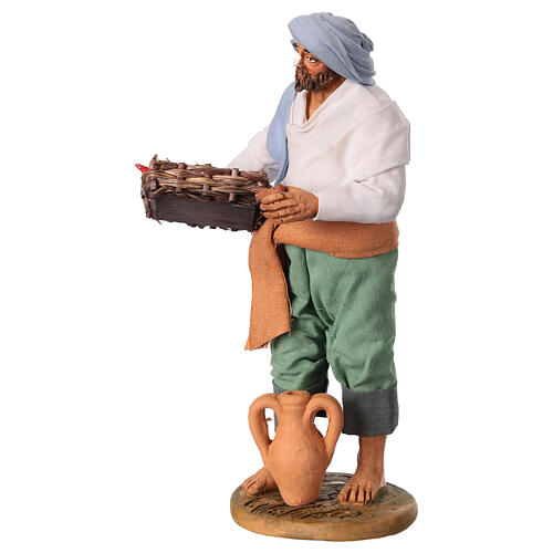 Standing fisherman with fish basket and pipe 14 cm Neapolitan Nativity Scene 3