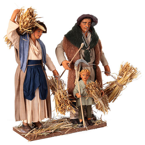 Famiglia di contadini 3 personaggi 30cm Presepe Napoletano 5