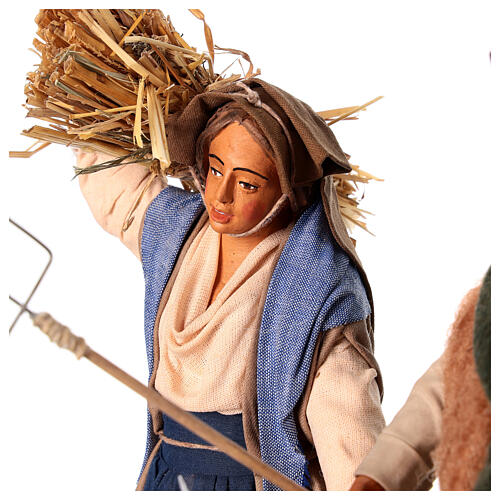 Famiglia di contadini 3 personaggi 30cm Presepe Napoletano 6