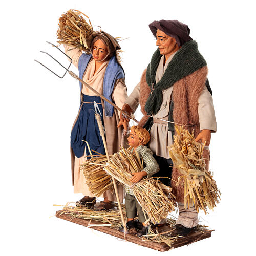 Família de camponeses 3 figuras 30 cm presépio napolitano 3
