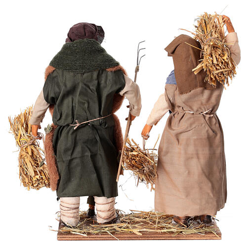 Família de camponeses 3 figuras 30 cm presépio napolitano 7