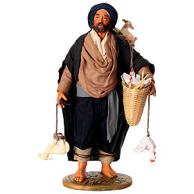 Hombre con Gallinas y corderos colgados 30cm Belén Napolitano