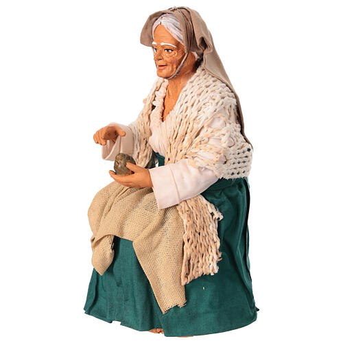 Siedząca starsza sprzedawczyni karczochów, 30 cm, szopka neapolitańska 3