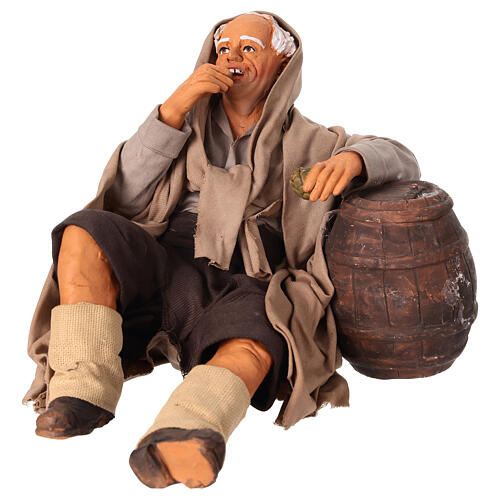 Man lying on the barrel eating artichoke 30cm Neapolitan Nativity Scene 1