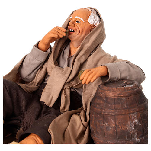 Man lying on the barrel eating artichoke 30cm Neapolitan Nativity Scene 2