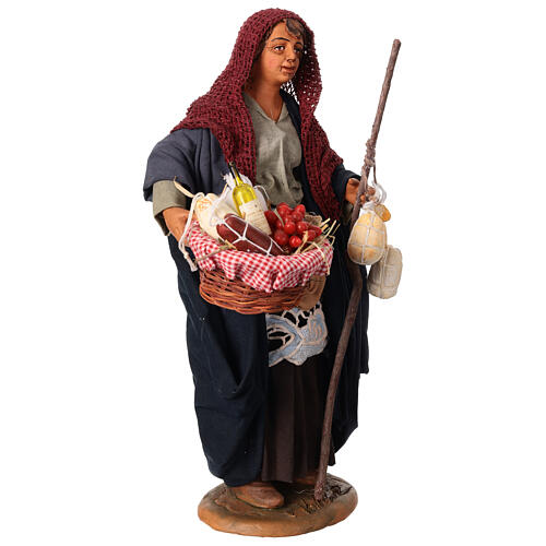 Frau mit Lebensmittelkorb für neapolitanische Krippe 30 cm 3