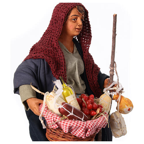 Frau mit Lebensmittelkorb für neapolitanische Krippe 30 cm 4