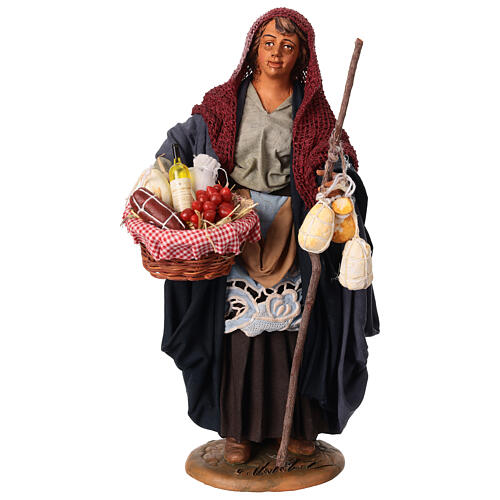 Femme avec panier de nourriture crèche napolitaine 30 cm 1