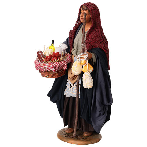 Donna con cesta cibo Presepe Napoletano 30 cm 5