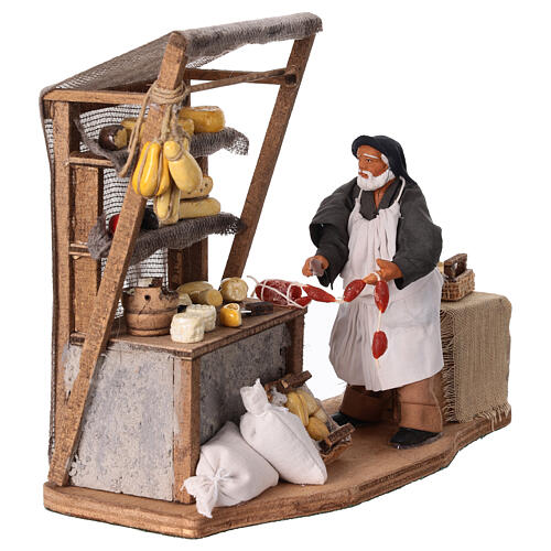 Fromager en mouvement avec étal 12 cm crèche napolitaine 2