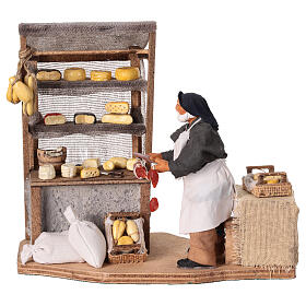 Ruchoma figurka sprzedawcy serów z ladą - szopka neapolitańska 12 cm