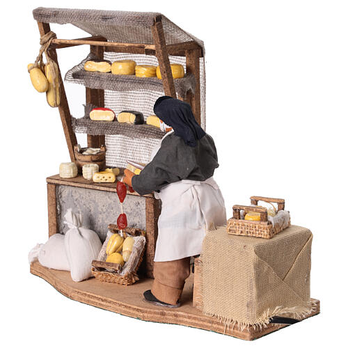 Ruchoma figurka sprzedawcy serów z ladą - szopka neapolitańska 12 cm 3