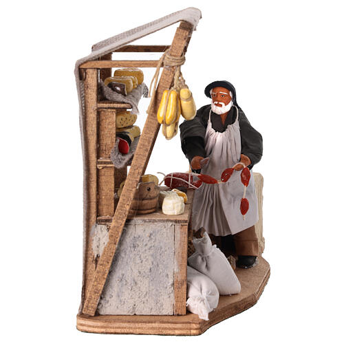 Ruchoma figurka sprzedawcy serów z ladą - szopka neapolitańska 12 cm 4