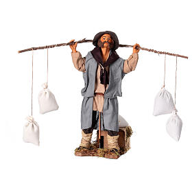 Man with 4 hanging bags: animated figurine for 24 cm Neapolitan Nativity Scene