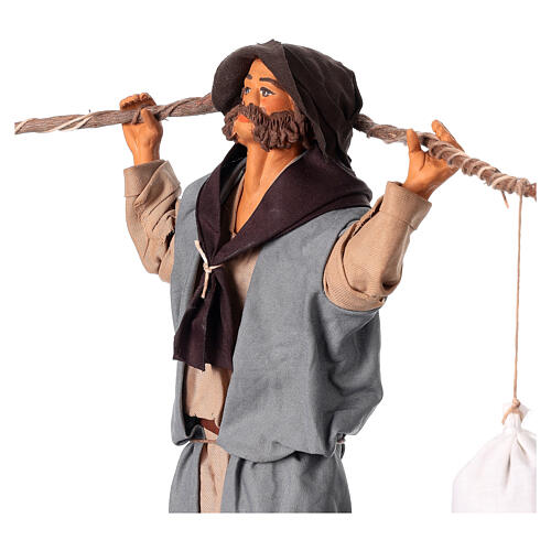 Man with 4 hanging bags: animated figurine for 24 cm Neapolitan Nativity Scene 5