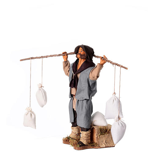 Man with 4 hanging bags animated 24cm Neapolitan Nativity Scene 3