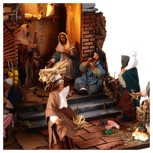 Beleuchtete Krippenszene mit Figuren – neapolitanischer Stil, für 13 cm Krippe, 55 × 40 × 67 cm 7