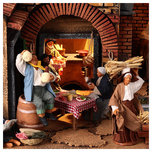 Setting 55x40x67 cm illuminated with 13 cm Neapolitan Nativity figurines 4