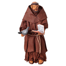 Heiliger Franziskus, stehend mit Buch, neapolitanischer Stil – für 13 cm Krippe
