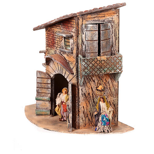 Maison 35x21x35 cm panier mouvement 10 cm crèche napolitaine 4