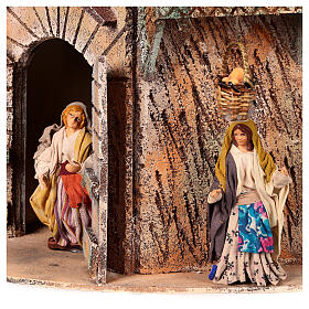 House 35x21x35 cm animated basket 10 cm Neapolitan Nativity Scene