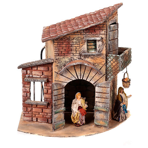 House 35x21x35 cm animated basket 10 cm Neapolitan Nativity Scene 1