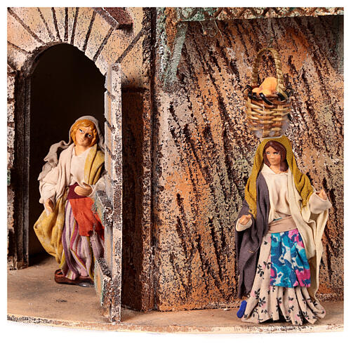 House 35x21x35 cm animated basket 10 cm Neapolitan Nativity Scene 2