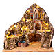 Borgo illuminato cascata mulino asino in movimento 60x40x60 cm presepe napoletano 10 cm s1