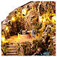 Borgo illuminato cascata mulino asino in movimento 60x40x60 cm presepe napoletano 10 cm s2