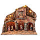 Illuminated house with basket in motion, 30x60x50 cm, Neapolitan Nativity Scene of 12 cm s1