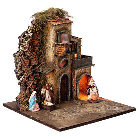 Crèche napolitaine éclairée module 1/6 35x35x35 cm