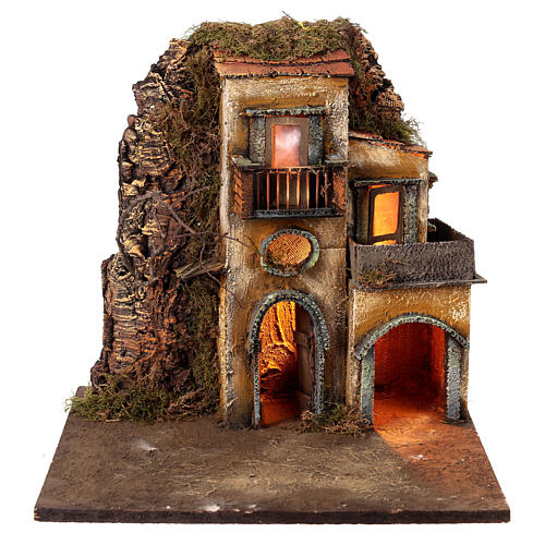 Crèche napolitaine éclairée module 1/6 35x35x35 cm 4