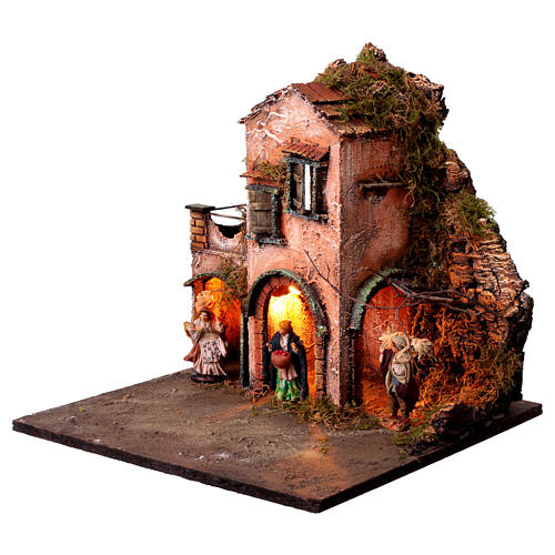 Presepe Napoletano 8cm illuminato 35x35x35 cm modulo 4/6  3