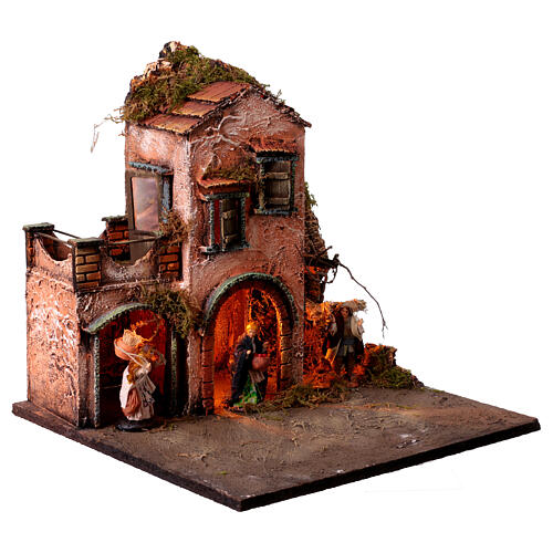 Presepe Napoletano 8cm illuminato 35x35x35 cm modulo 4/6  4