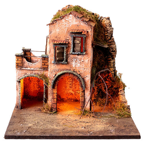 Presepe Napoletano 8cm illuminato 35x35x35 cm modulo 4/6  5
