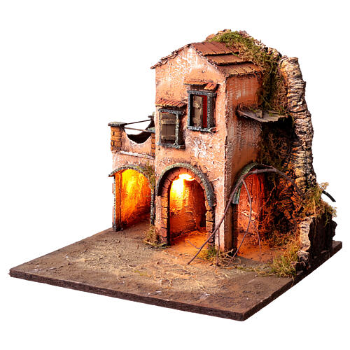 Presepe Napoletano 8cm illuminato 35x35x35 cm modulo 4/6  6