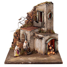 Crèche napolitaine 8 cm module 5/6 éclairé 35x35x35 cm