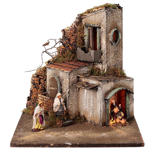 Presepe Napoletano 8 cm modulo 5/6 illuminato 35x35x37 cm 1