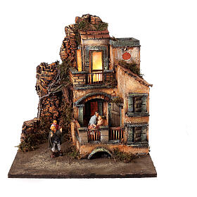 Crèche napolitaine éclairée 8 cm module 6/6 35x35x35 cm