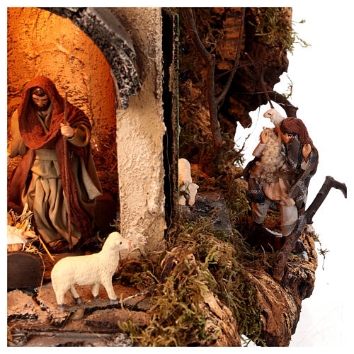 Illuminated Neapolitan Nativity Scene with sea 10 cm 50x40x65 5