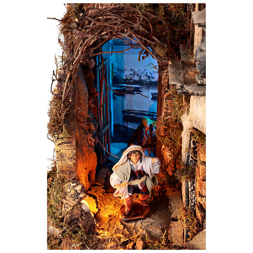 Illuminated Neapolitan Nativity Scene with sea 10 cm 50x40x65 6