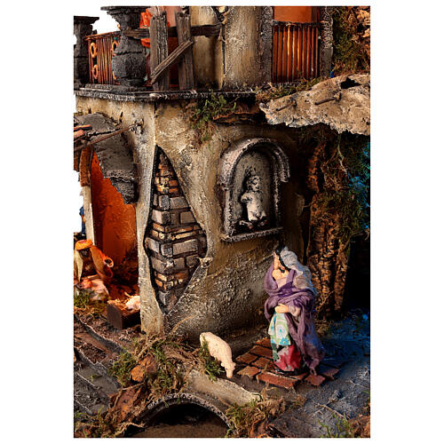 Neapolitan Nativity Scene Marechiaro for 12 cm figurines with electric lights, 50x60x74 cm 7