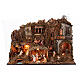 Illuminated village with animated mill for 8 cm Neapolitan Nativity Scene, 80x35x55 cm s1