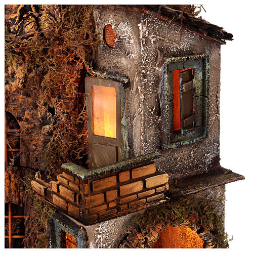Pueblo iluminado molino movimiento 80x35x55 cm belén napolitano 8 cm 8